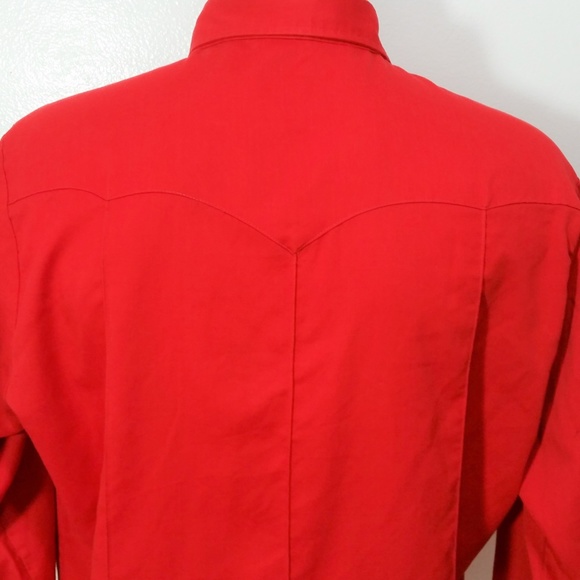 Men's VTG Sears Red Cowboy Western Shirt Snaps - Picture 7 of 9